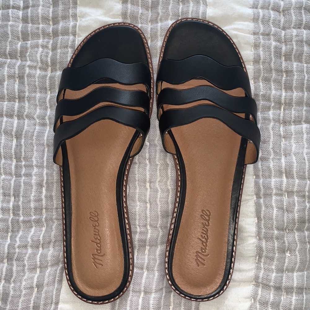 Madewell Black Wave Slide Sandal / 9